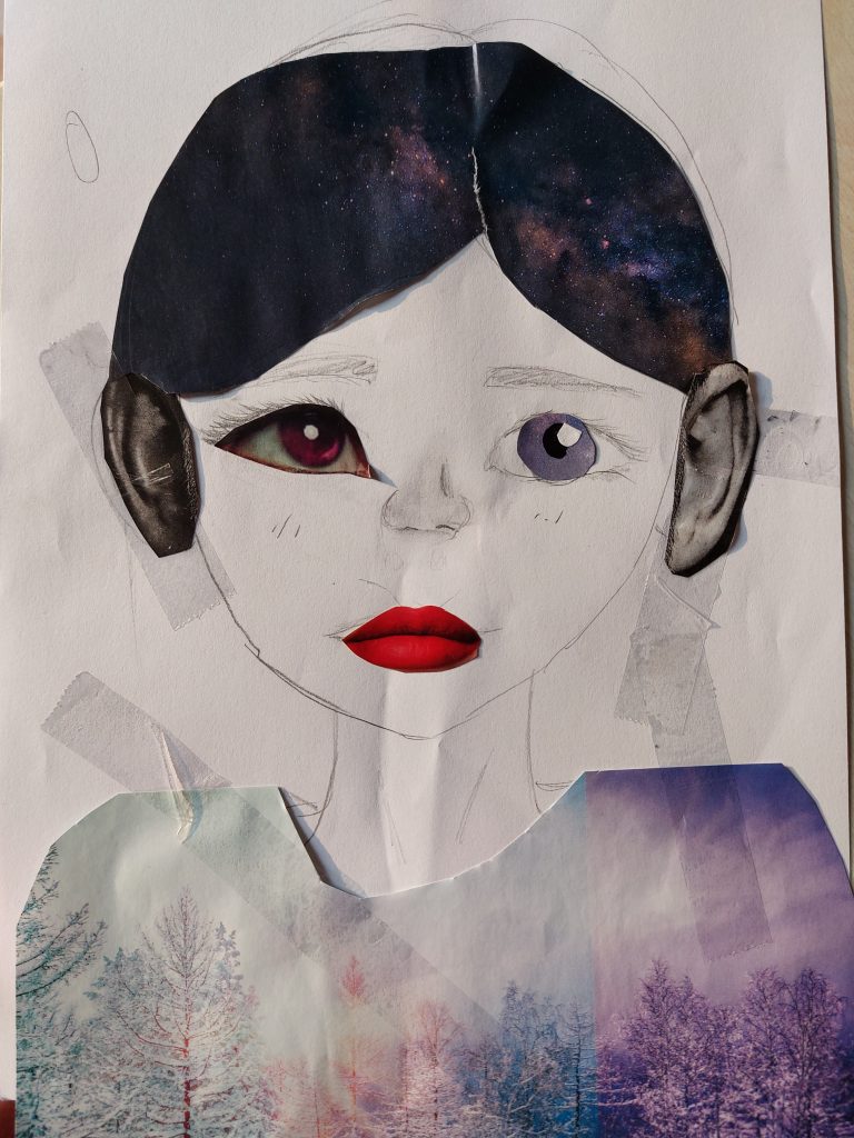 Ritagli di carta colorata composti durante laboratorio a Treviso